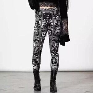 killstar artisan leggings black white tarort card leggings
